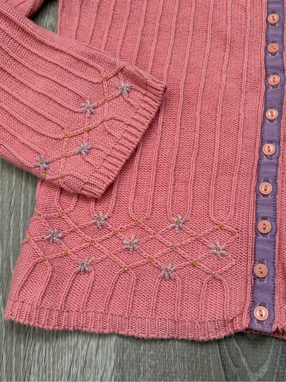 Vintage Betsey Johnson Pink Beaded Cardigan - Picture 6 of 9